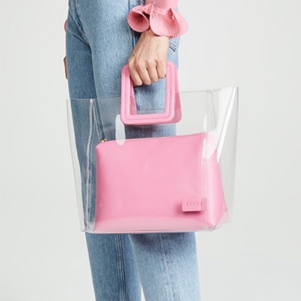 Staud pink pvc bag NWT Shirley purse in bag removable clear see through top tote